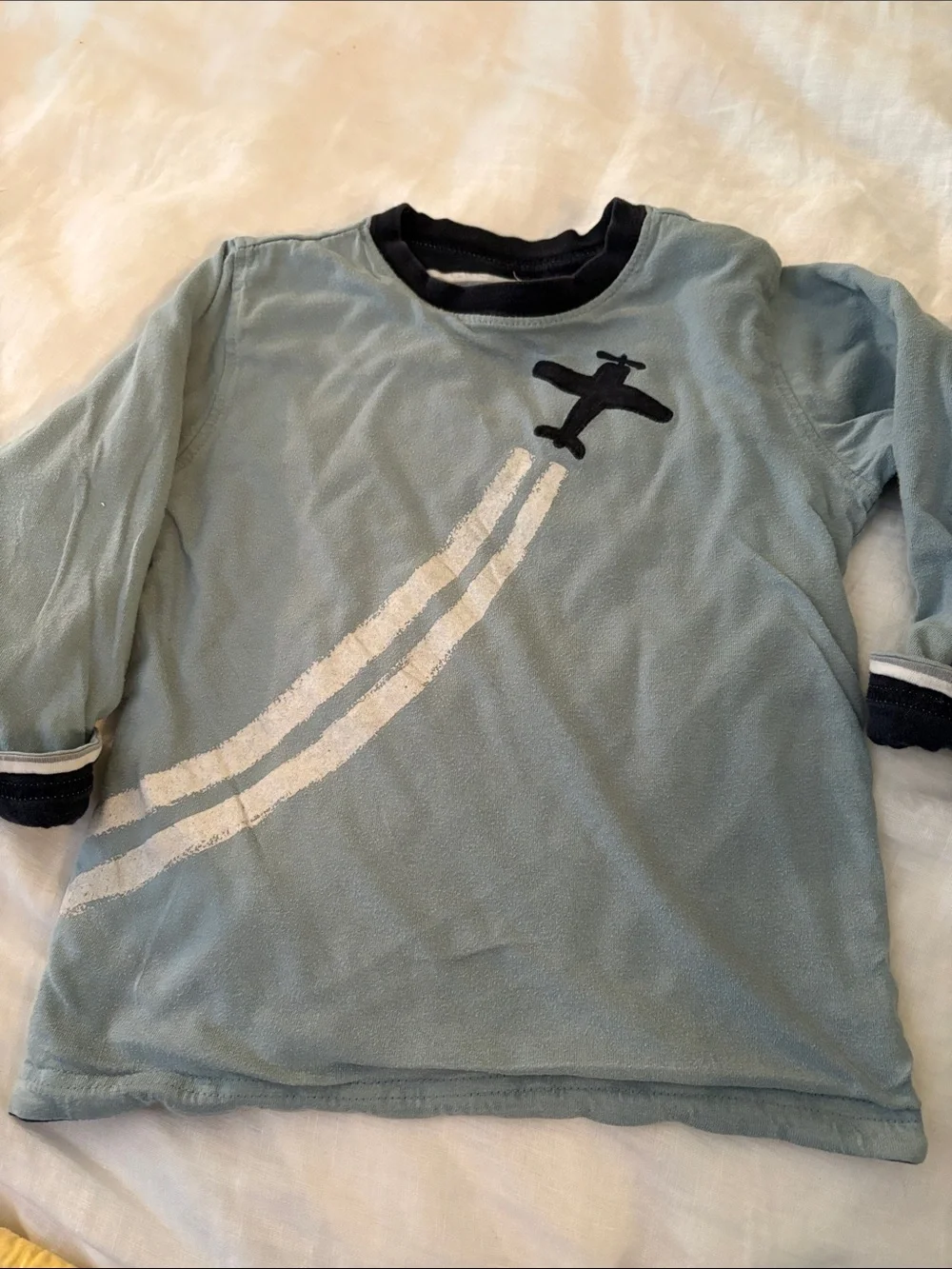 Gymboree Light Blue Airplane Long-Sleeve Tee with Navy Trim